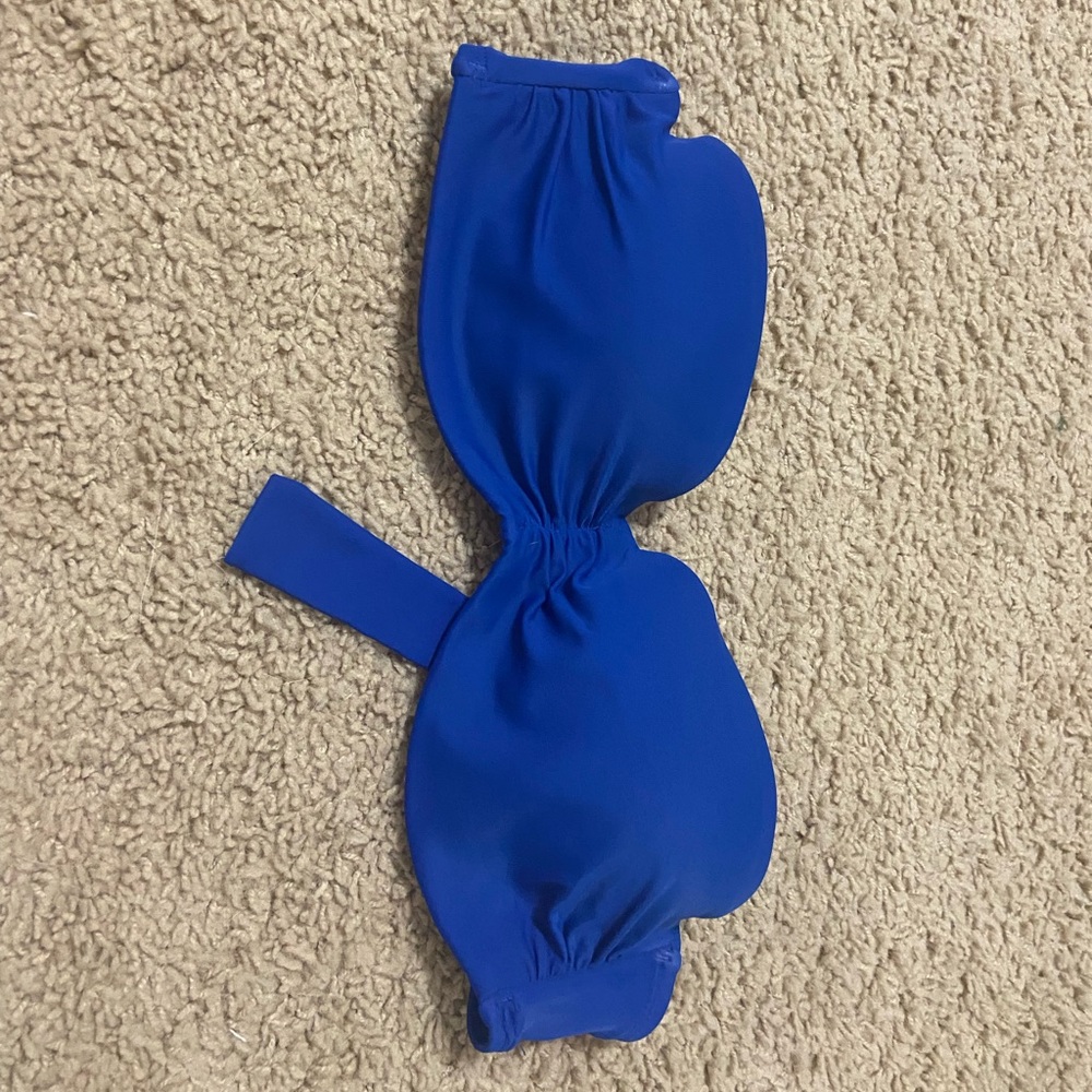 Blue strapless bathing suit top